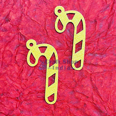 Golden Glittered Christmas Sticks Set Of 2