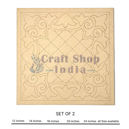 Square Mandala Engraved Jali Design Wall Planque Base For Lippon Art