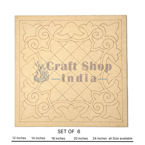 Square Mandala Engraved Jali Design Wall Planque Base For Lippon Art