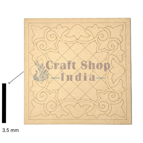 Square Mandala Engraved Jali Design Wall Planque Base For Lippon Art