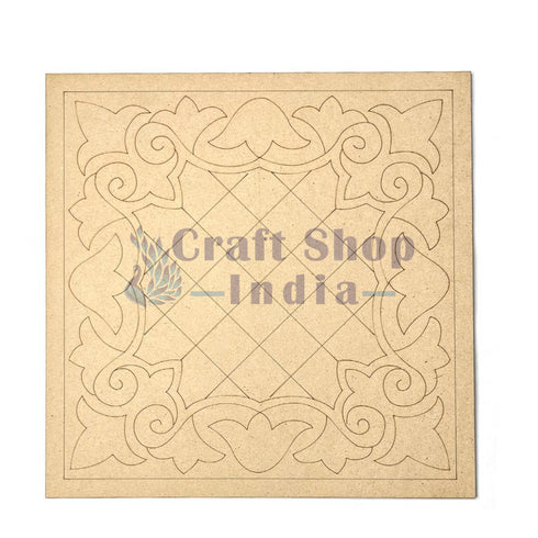 Square Mandala Engraved Jali Design Wall Planque Base For Lippon Art
