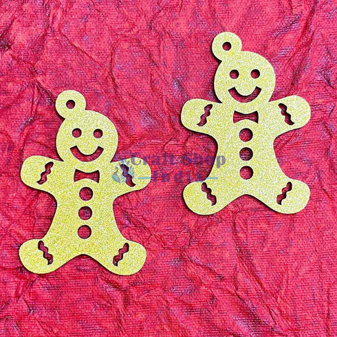 Golden Glittered Christmas Ginger Bread Set Of 2
