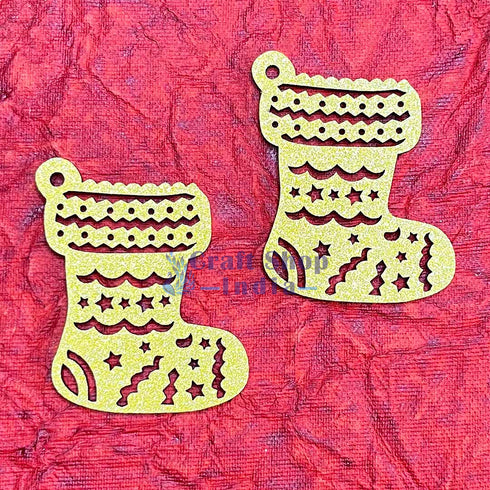 Golden Glittered Christmas Shoes Set Of 2