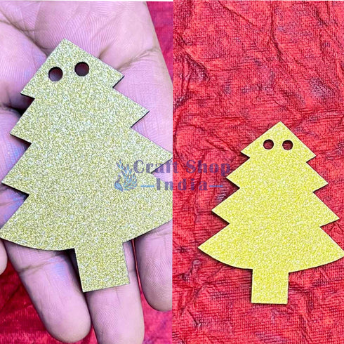 Golden Glittered Christmas Tree Set Of 2
