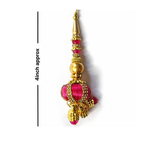 Rani Pink Silk Thread Ethnic Work Latkan Hanging Set Of 2