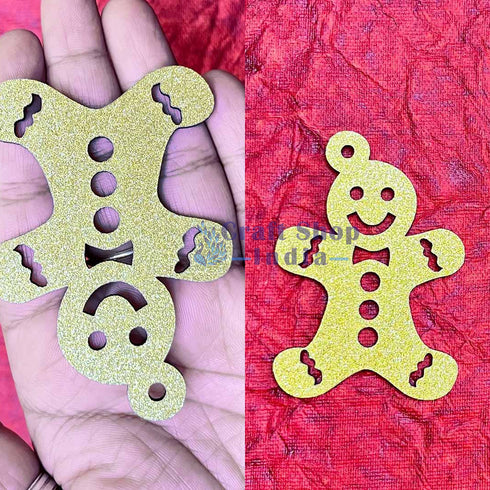Golden Glittered Christmas Ginger Bread Set Of 2