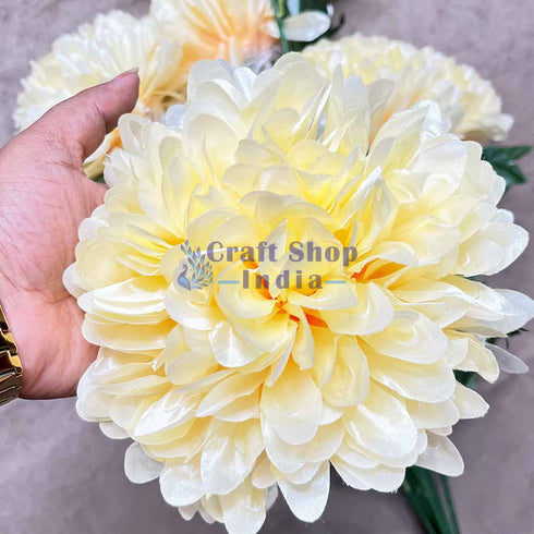 Light Peach Color Silk Chrysanthemum Bush Flower Bunch
