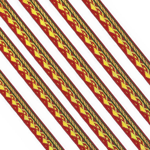 Red & Golden Zari Color Weaving Border 0.5 Inch- ( 5 mtr )