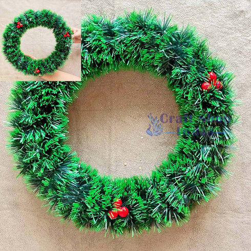 Green Colour Frill With Red Berries Wreath Ring Pack Of 1