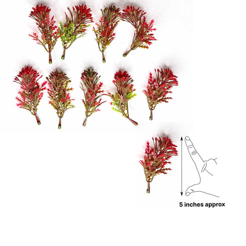 Red & Green Color Leaf Bunch Set Of 12