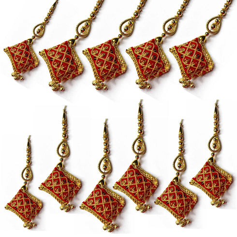 Red Color Velvet Hanging/Lumba Pack Of 2