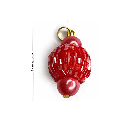 Red Katdana Ball Tassels Set Of 2