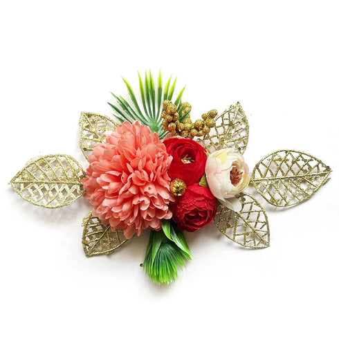 Radish Color Carnation Flower Bunch Pack of 2 for Trousseau & Wedding Decoration | Craft Shop India