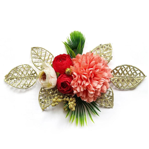 Radish Color Carnation Flower Bunch Pack of 2 for Trousseau & Wedding Decoration | Craft Shop India