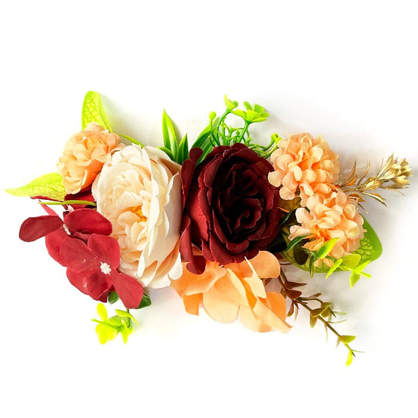 Maroon & Peach Color Long Size Flower Bunch Pack Of 2 for Trousseau & Gift Packaging, Wedding & Festive Decoration
