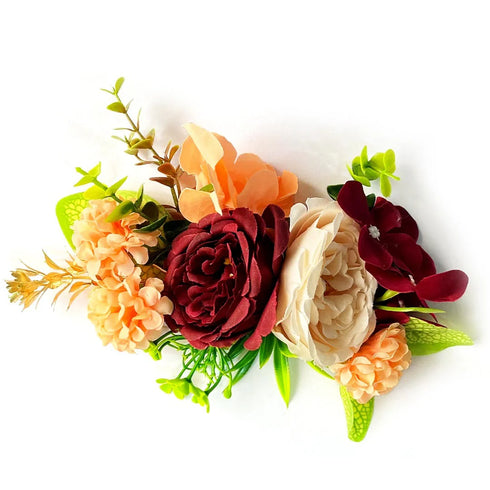 Maroon & Peach Flower Bunch Pack of 2 for Trousseau, Gift & Wedding Décor | Craft Shop India