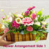 Pink Flower Decorative Multi Floral Wooden Pot Centerpiece 14 x 6 x 10 Inch | Craft Shop India