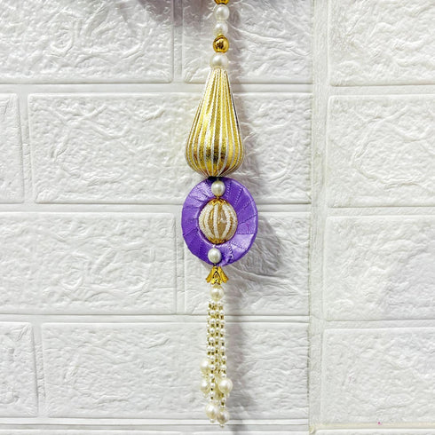 Purple Flower Beaded Lotus Bandhanwar Toran for Door Entrance | 40 Inch | Craft Shop India