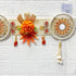 Orange Flower with White Jute Chakra Bandhanwar Toran for Door Entrance | 40 Inch | Craft Shop India