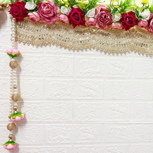 Pink Red Rose Bandhanwar Toran for Door Entrance | 40 Inch | Craft Shop India