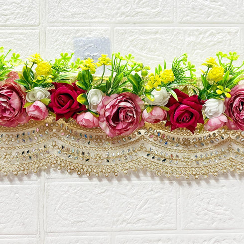 Pink Red Rose Bandhanwar Toran for Door Entrance | 40 Inch | Craft Shop India