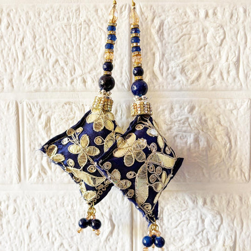 Blue Handmade Ethnic Gotapatti Latkan Tassel Set of 2 for Saree, Blouse & Lehenga | Craft Shop India