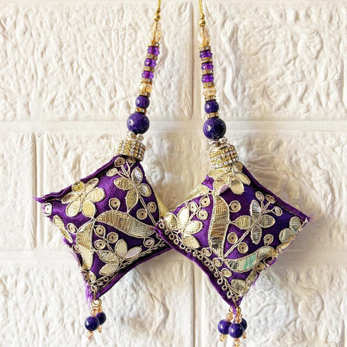 Purple Handmade Ethnic Gotapatti Latkan Tassel Set of 2 for Saree, Blouse & Lehenga | Craft Shop India