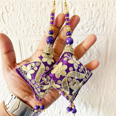 Purple Handmade Ethnic Gotapatti Latkan Tassel Set of 2 for Saree, Blouse & Lehenga | Craft Shop India