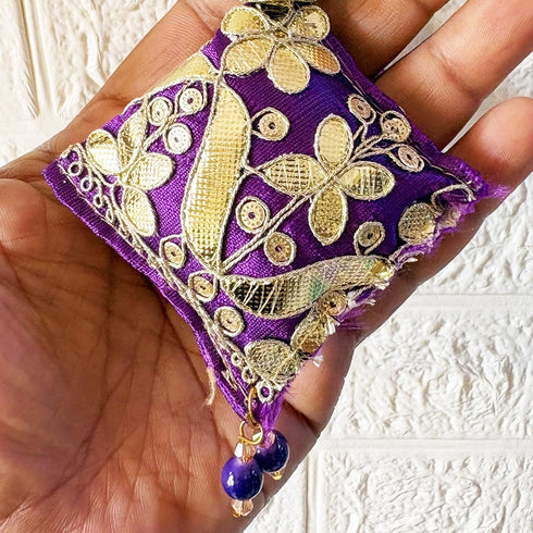 Purple Handmade Ethnic Gotapatti Latkan Tassel Set of 2 for Saree, Blouse & Lehenga | Craft Shop India