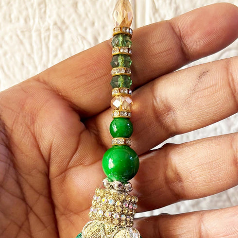 Green Handmade Ethnic Gotapatti Latkan Tassel Set of 2 for Saree, Blouse & Lehenga | Craft Shop India