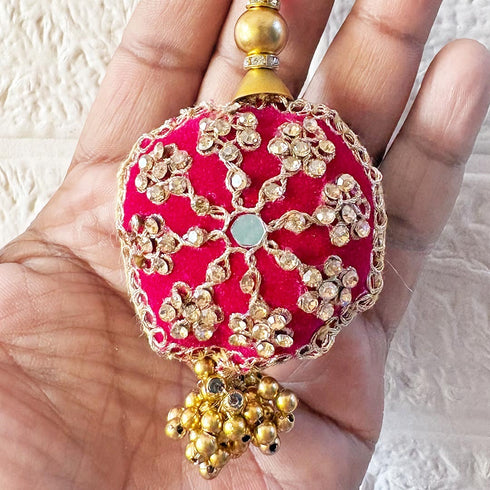 Rani Pink Round Ethnic Nalki Cone Latkan Tassel Pack of 2 for Saree, Blouse & Lehenga | Craft Shop India