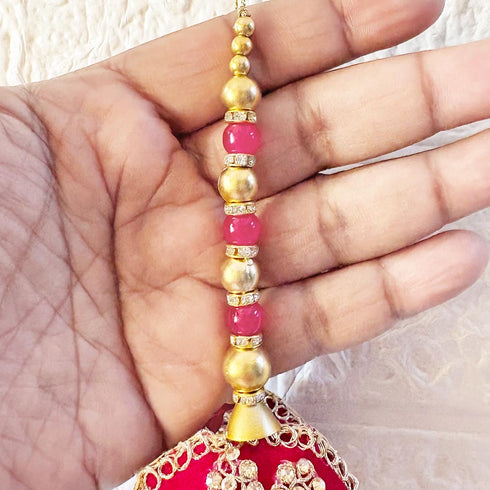 Rani Pink Round Ethnic Nalki Cone Latkan Tassel Pack of 2 for Saree, Blouse & Lehenga | Craft Shop India