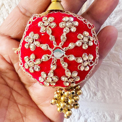Red Round Ethnic Nalki Cone Latkan Tassel Pack of 2 for Saree, Blouse & Lehenga | Craft Shop India