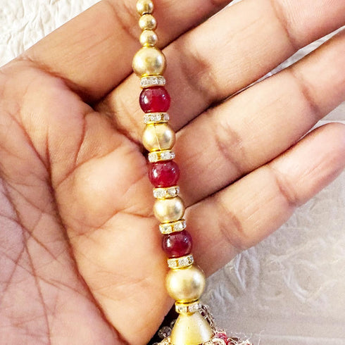 Maroon Round Ethnic Nalki Cone Latkan Tassel Pack of 2 for Saree, Blouse & Lehenga | Craft Shop India