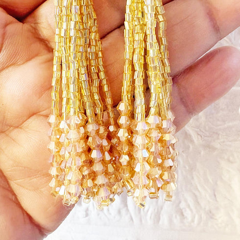 Golden Handmade Ethnic Cutdana Latkan Tassel Set of 2 for Saree, Blouse & Lehenga | Craft Shop India