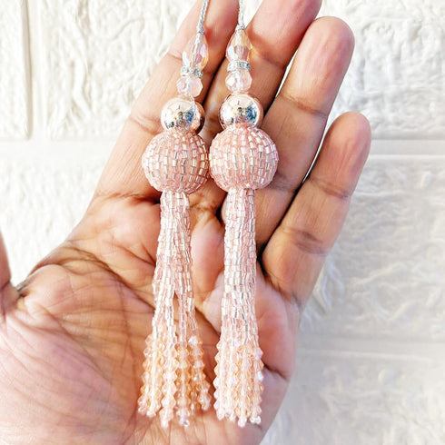 Rose Gold Handmade Ethnic Cutdana Latkan Tassel Set of 2 for Saree, Blouse & Lehenga | Craft Shop India