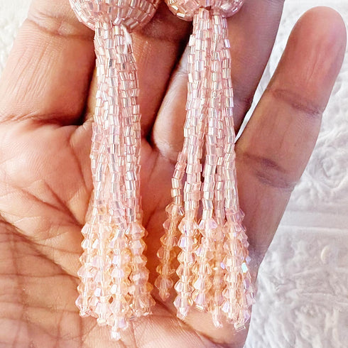Rose Gold Handmade Ethnic Cutdana Latkan Tassel Set of 2 for Saree, Blouse & Lehenga | Craft Shop India