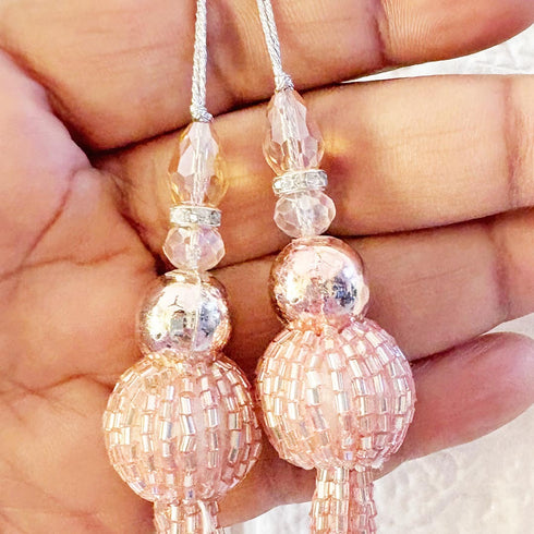 Rose Gold Handmade Ethnic Cutdana Latkan Tassel Set of 2 for Saree, Blouse & Lehenga | Craft Shop India