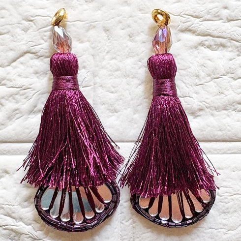 Wine Mirror Handmade Ethnic Latkan Tassel Pack of 2 for Saree, Blouse & Lehenga | Craft Shop India