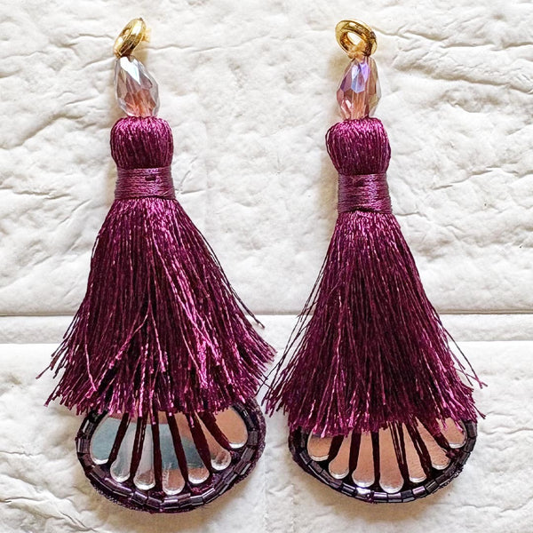 Wine Mirror Handmade Ethnic Latkan Tassel Pack of 2 for Saree, Blouse & Lehenga | Craft Shop India