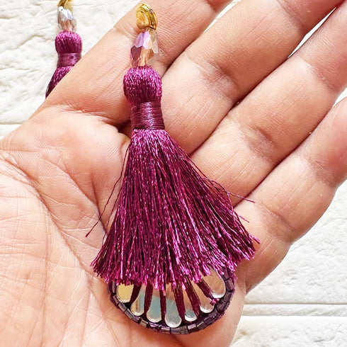 Wine Mirror Handmade Ethnic Latkan Tassel Pack of 2 for Saree, Blouse & Lehenga | Craft Shop India