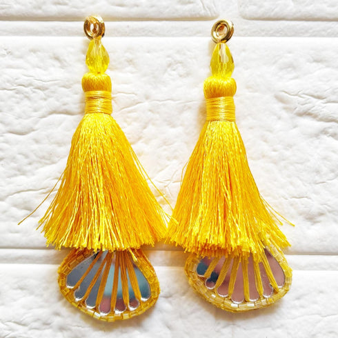 Yellow Mirror Handmade Ethnic Latkan Tassel Pack of 2 for Saree, Blouse & Lehenga | Craft Shop India