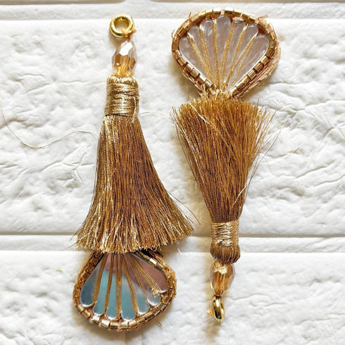 Zari Gold Mirror Handmade Ethnic Latkan Tassel Pack of 2 for Saree, Blouse & Lehenga | Craft Shop India