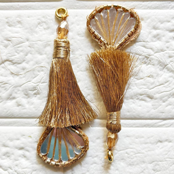 Zari Gold Mirror Handmade Ethnic Latkan Tassel Pack of 2 for Saree, Blouse & Lehenga | Craft Shop India