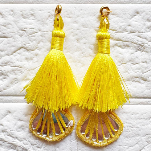 Yellow Mirror Handmade Ethnic Latkan Tassel Pack of 2 for Saree, Blouse & Lehenga | Craft Shop India