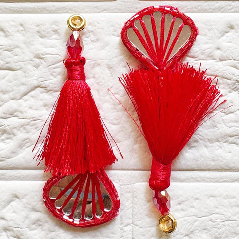 Red Mirror Handmade Ethnic Latkan Tassel Pack of 2 for Saree, Blouse & Lehenga | Craft Shop India
