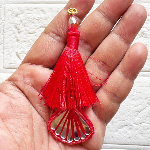 Red Mirror Handmade Ethnic Latkan Tassel Pack of 2 for Saree, Blouse & Lehenga | Craft Shop India