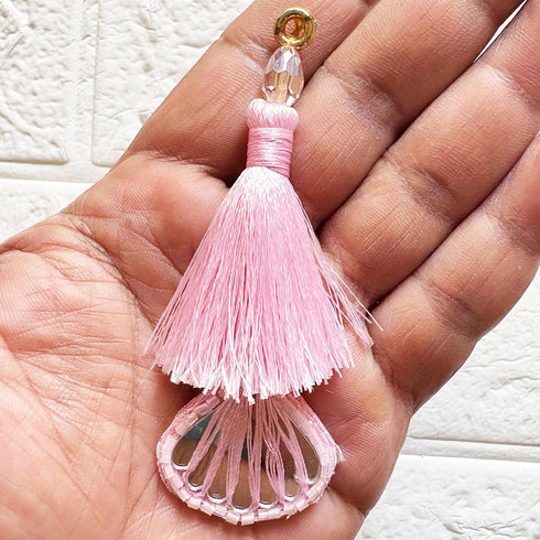 Baby Pink Mirror Handmade Ethnic Latkan Tassel Pack of 2 for Saree, Blouse & Lehenga | Craft Shop India