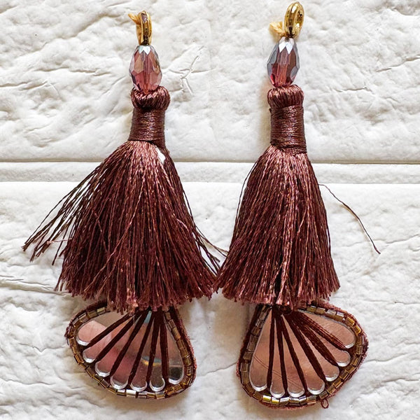 Brown Mirror Handmade Ethnic Latkan Tassel Pack of 2 for Saree, Blouse & Lehenga | Craft Shop India