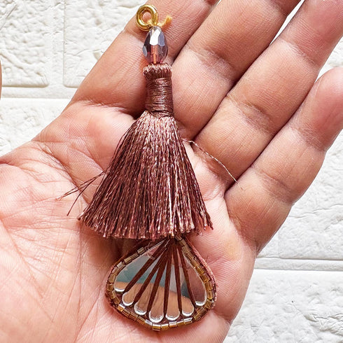 Brown Mirror Handmade Ethnic Latkan Tassel Pack of 2 for Saree, Blouse & Lehenga | Craft Shop India